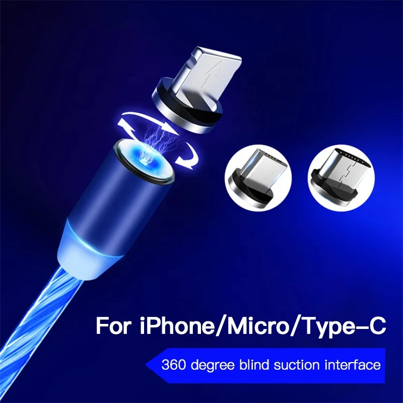  Магнитный светодиодный Плетеный Micro USB кабель 3 в 1 м 2 красный для мобильного телефона игровой камеры зарядный