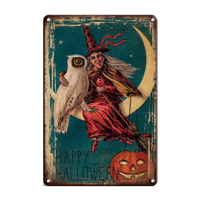 Happy Halloween Decor wall bar Crafts old printing retro sign vip lounge Vintage metal Poster logo tin car plate hot sale
