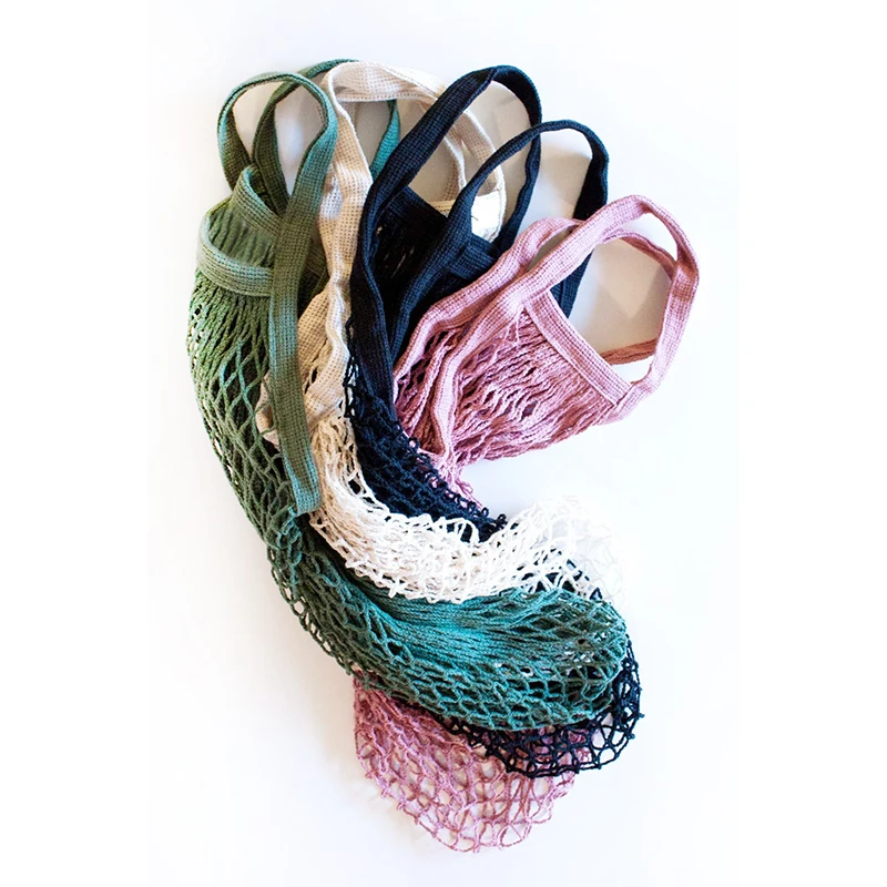 Экологичные многоразовые сетчатые сумки-тоуты для макияжа, красочные хлопковые сетчатые сумки для хранения косметики