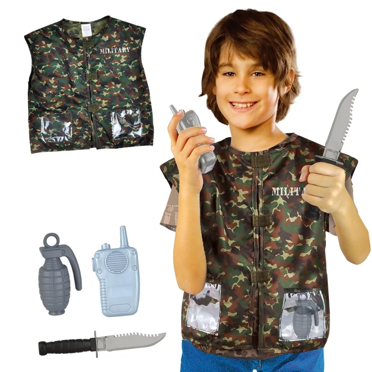 Role Play Military -Force Soldier-Themed Dress up Kids Fancy Army Cosplay Costume for