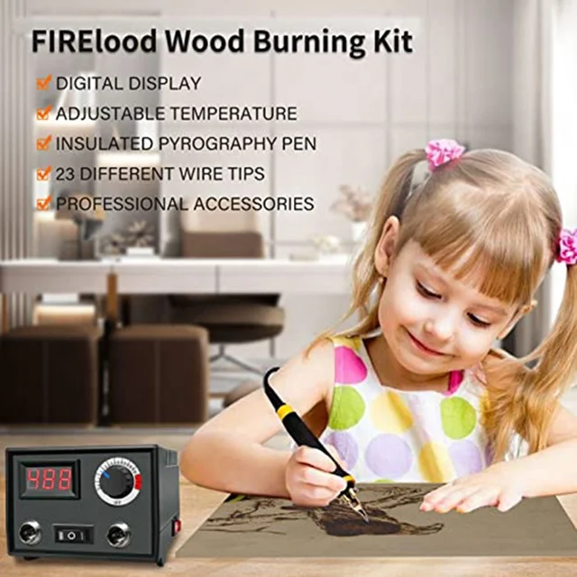 Pyrography Wood Burning Kit Wood Burner Tool Dual Pen 60W Upgraded Adjustable Pyrography Machine