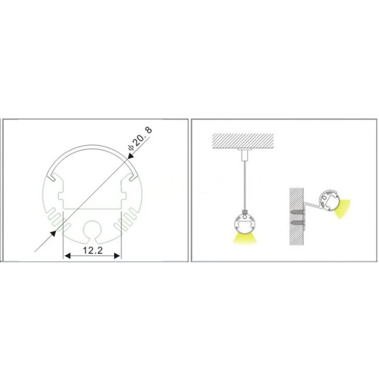 
Anodized T5 Alu Round Led Pendant Light Round Aluminum Led Profile 