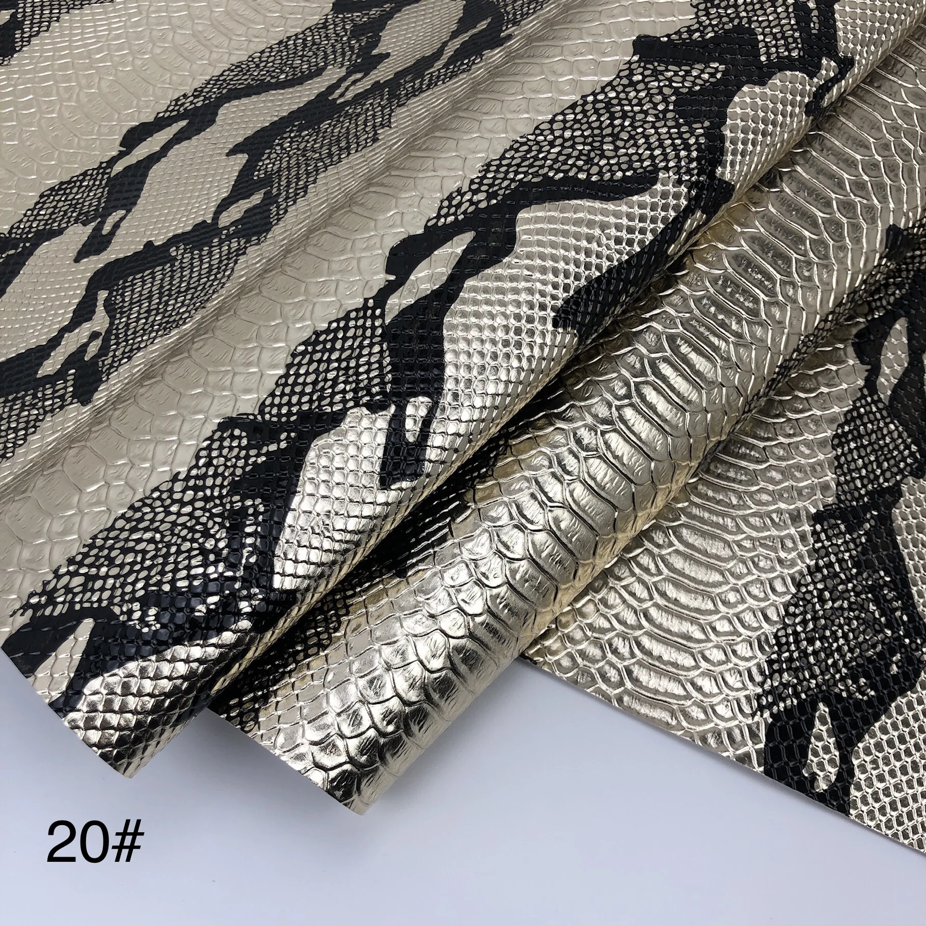 Eco High Glossy concave-convex 3D Snake Design Embossed Animal pattern Skin Two-tone color PVC Synthetic Leather fabric for bags