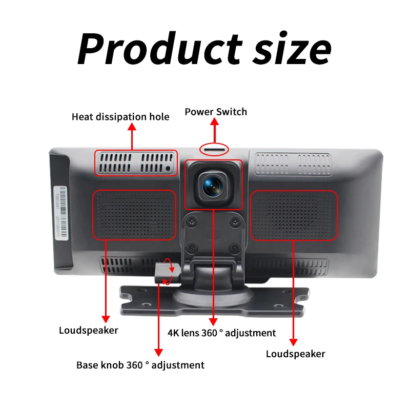 Maustor 10 inch Portable Universal Android Car Radio Touch Screen ADAS TF Card FM BT WIFI CarPlay Built-In Speaker