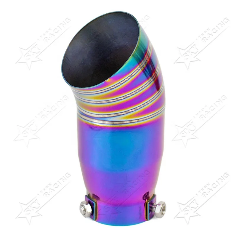2.5 Inch Inlet Universal 64mm Stainless Steel Car Muffler Tail Throat Neo Rainbow Black Titanium Burnt Blue Exhaust Pipe Tips