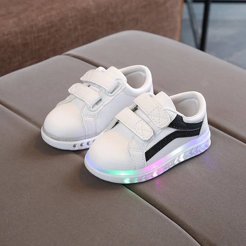 
Black And White 2020 Sport Led Toddler Infant Lighting Glowring Baby Shoes For Boy And Girls 2-3 Years Old 