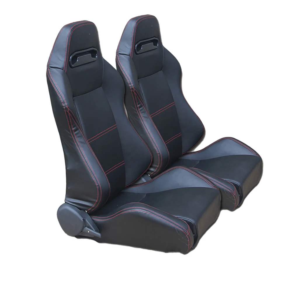2024 china factory car interior black leather sport seats Red suture racing seats car universal asientos de coche