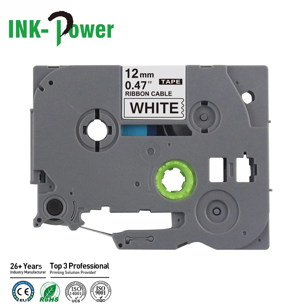 INK-POWER 12mm Compatible FX-231 FX231 Black on White Laminated Flexible Cable P-Touch Wire Label Tape for Brother Printer