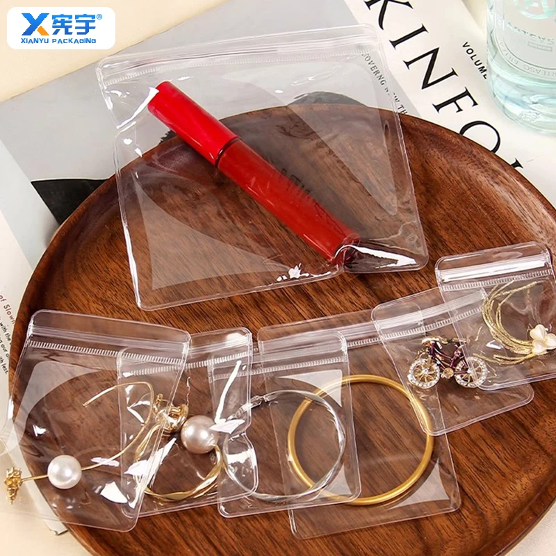 Transparent Plastic PVC Repeat Seal Storage Jewelry Bag Dustproof PVC Zipper Reusable Zip-Lock for Packaging Earrings Bracelets