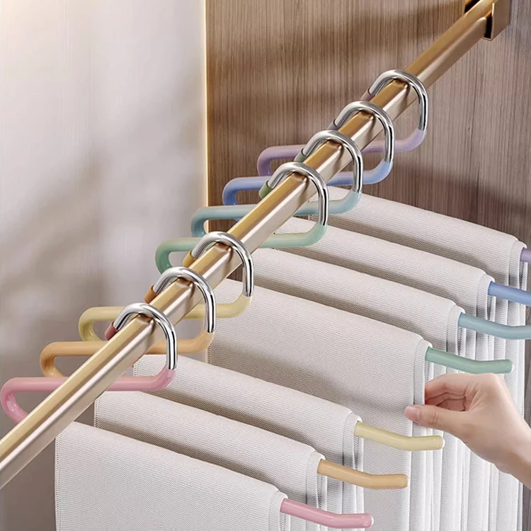 Wholesale Space Saving Metal White Open Ended Pants Hanger Multicolor Space Saving Hangers