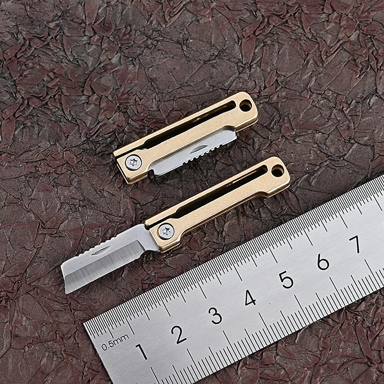 Brass folding Mini knife Carry-on disassembly express knife Keychain pendant portable Mini knifes
