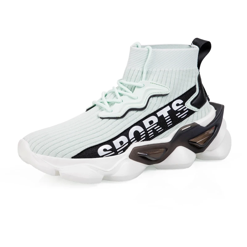 High-quality new trend all-match socks shoes casual sports high-top breathable fly woven mesh outdoor running shoes