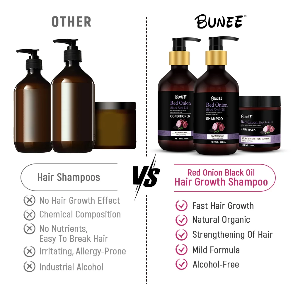 BUNEE Private Label onion Plant Extract Hair Growth Anti Hair Loss hair Shampoo