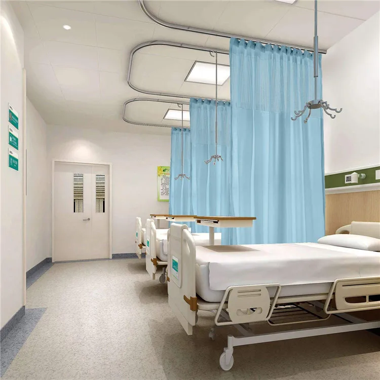 Washable Reusable Blue Room Divider Curtains  100% Polyester Fire Retardant Privacy Cubicle Curtains for Hospital