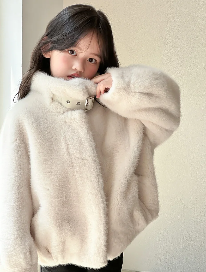 New Arrival Kids Windproof Winter Fake Mink Fur Coat High Quality Kids Outerwear Coat