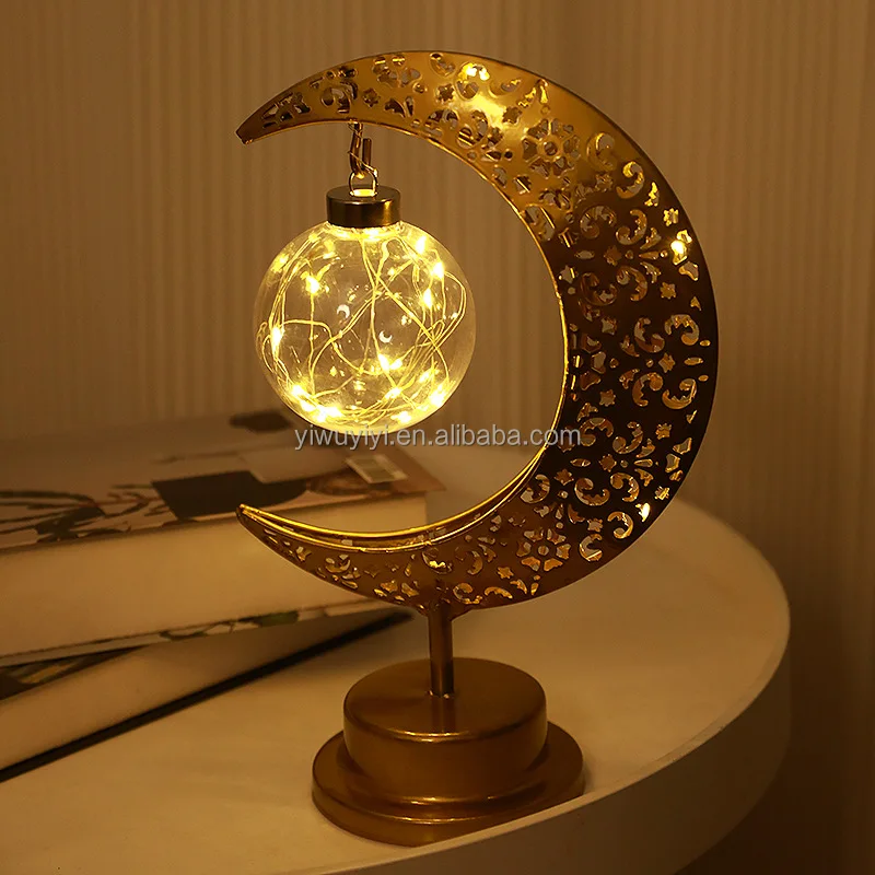 Elegant Skeleton Half Moon Led Lights Led Light Eid Ramadan Mubarak Moon Star Luminous LED