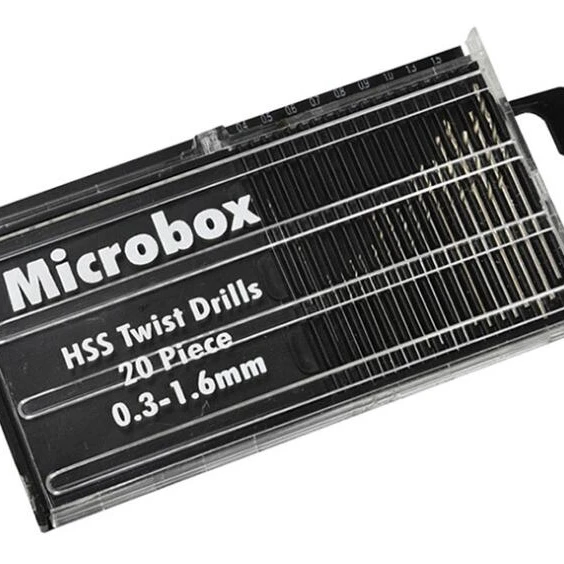 20 Pieces 0.3-1.6 mm Mini Micro Drill Bit Set Tiny Mini Small Drill Bits Full-Ground HSS Twist Drill High Speed stell