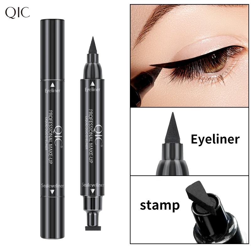 Factory Price Makeup 2 In 1 Double Head Eyeliner Pen Winged Stamp Long Lasting Liquid Stamp Seal Colorful Eyeliner Pen