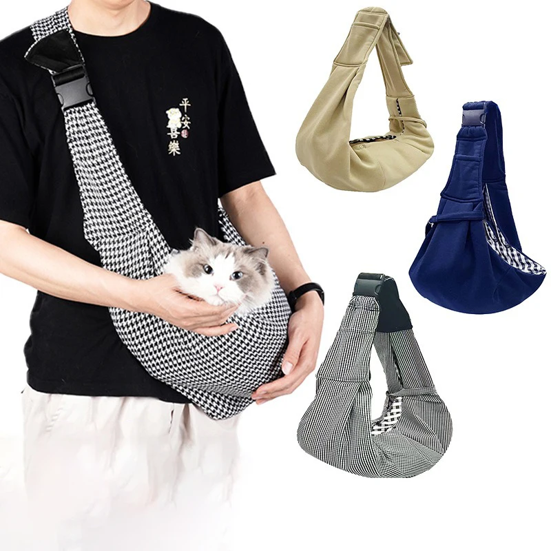 Hand Free Breathable Shoulder Bag Front Pocket Safety Belt Carrying Small Dog Cat Dog Sling Carrier Adjustable Padded Strap