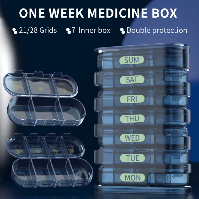 large 28 compartment 4 times stackable small pills box 28 slot 7 days organiser medicinebox 7 days plastic pill boxes 7days