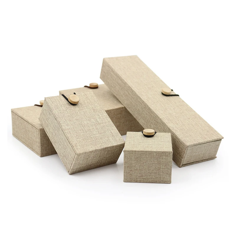 Wholesale High Quality Eco-Friendly Custom Linen Wood Jewelry Necklace Box With Logo