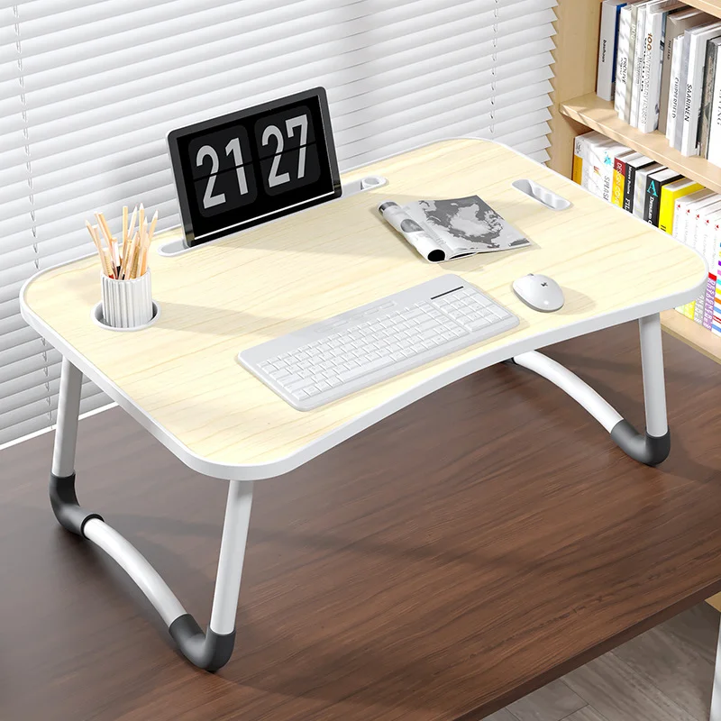 Folding Adjustable Writing Computer Laptop Breakfast Tray Desk Wooden Design Mini Bed Table