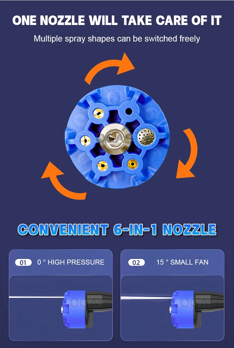 OGAS Foam Blaster Nozzle Gun Portable Car Wash Water Gun High Pressure Outdoor High Water Pressure Car Wash Wireless Spray Gun