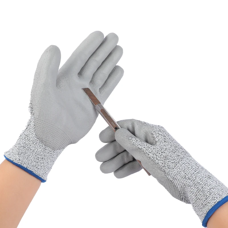 Hot selling cheap industrial work cut resistant PU coated gloves