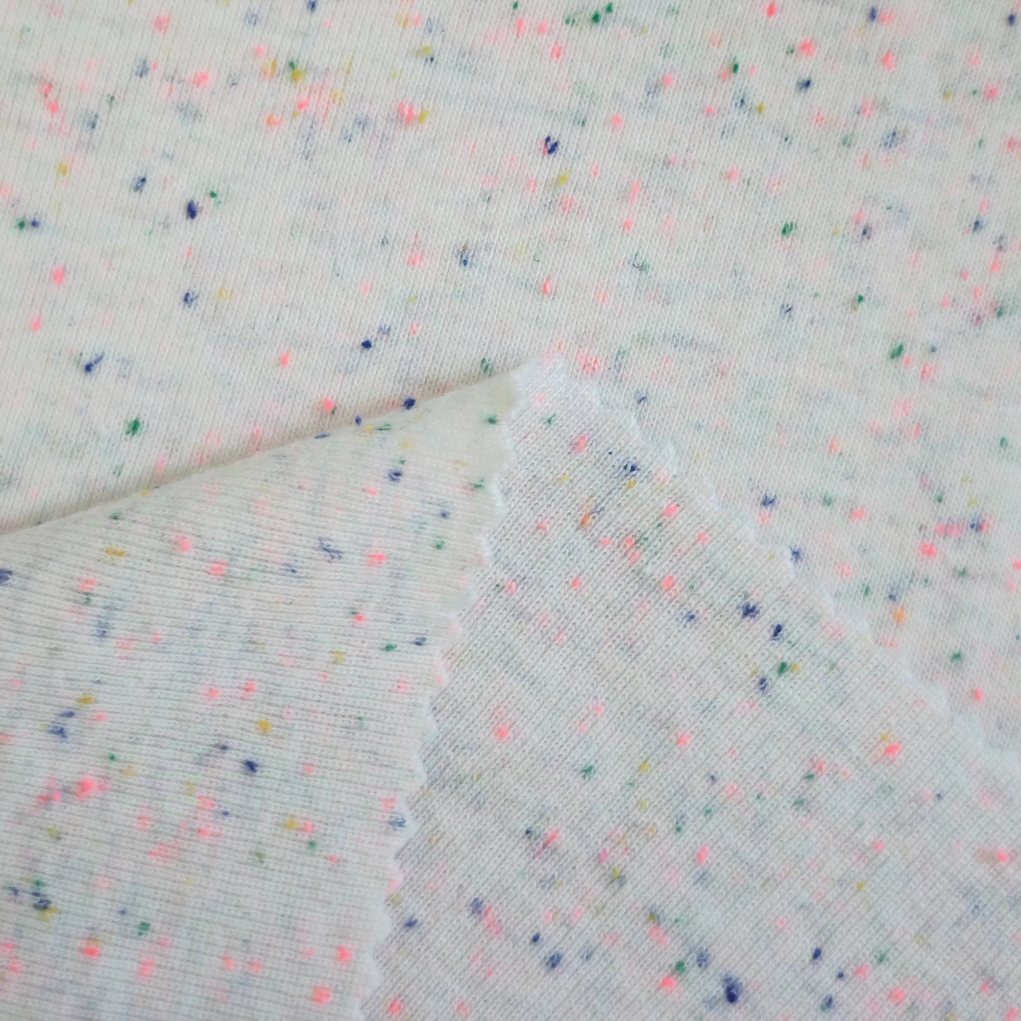 Wholesale Custom Breathable 245gsm Low Stretch 100% Combed Cotton Colorful Fancy Dot 1*1 Rib Fabric For Dress T-shirt