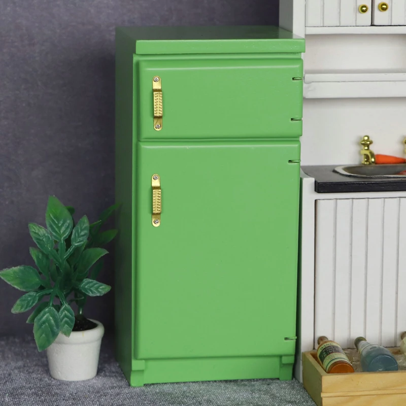 1:12 doll house dollhouse mini furniture miniature model kitchen scene play house green refrigerator