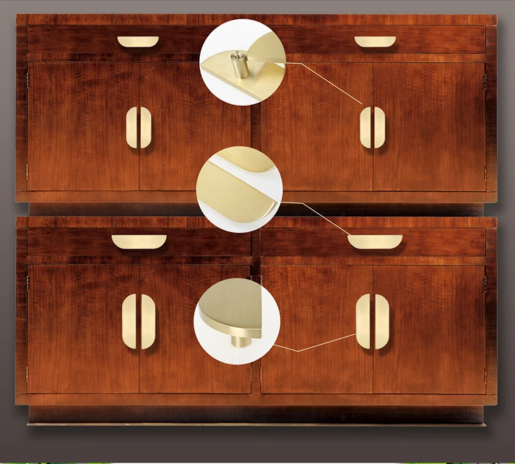 Luxury Furniture Handles Solid Brass Wardrobe Door Pulls Semicircle Brass Cabinet Handles Half Moon Shape Cooper Handles