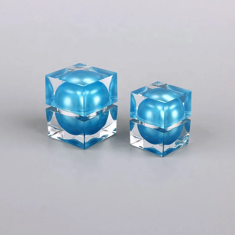 15g crystal double square plastic cream jar acrylic cosmetic packaging custom