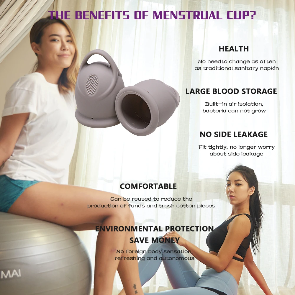 Medical Grade Silicone Reusable women Period Cup Foldable Sterilizer Cup Ladies organic soft Menstrual Cup