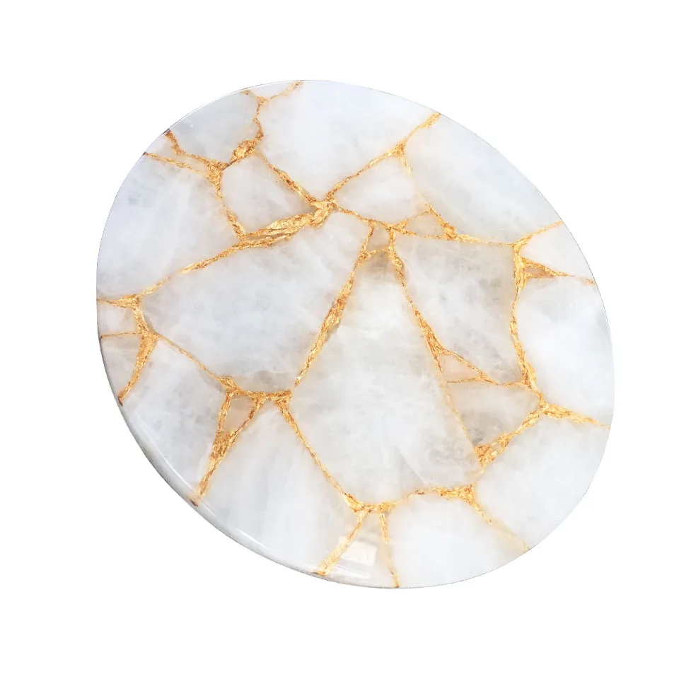 Custom Backlit White Quartz Natural Crystal Tile Onyx stone Gemstone Slab