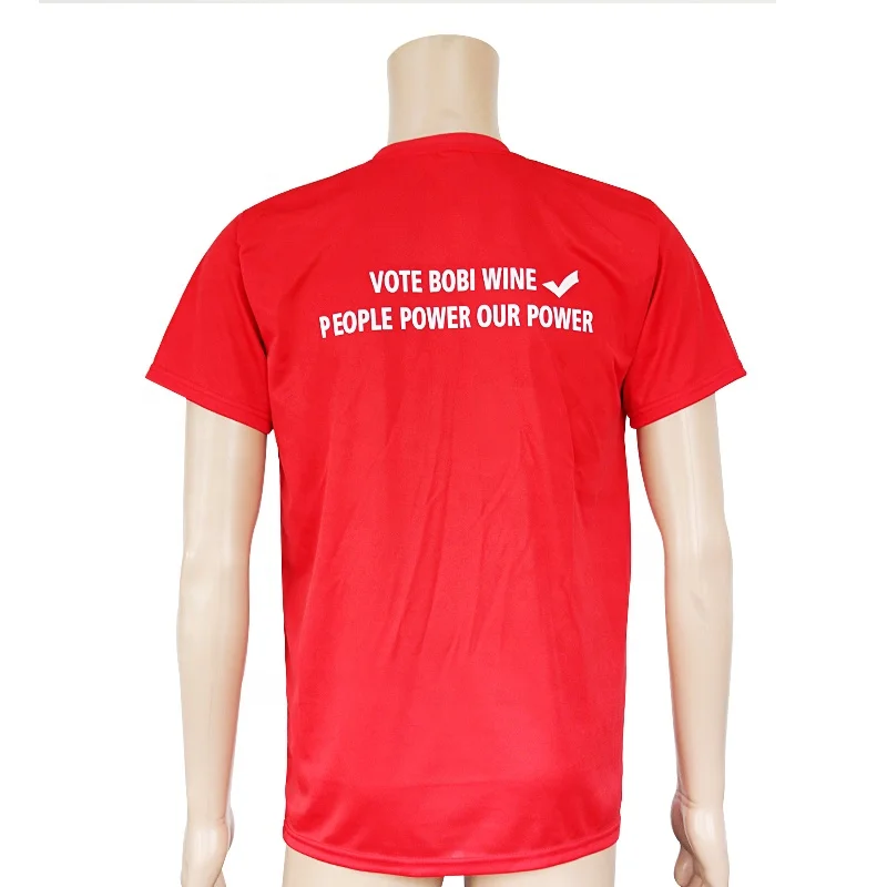 custom logo plain 120 grams polyester quick dry Uganda president election t shirt