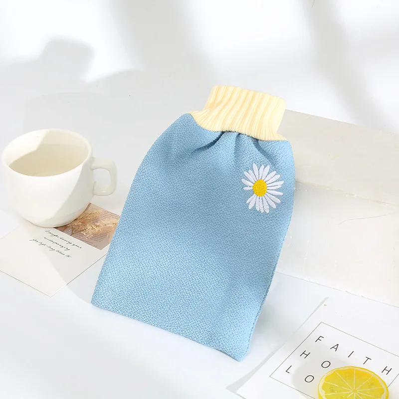 Махровая ткань с вышивкой, однотонная Маргаритка, бытовая двухсторонняя грязь для потирания, детская варежка для ванны, перчатки для ванны