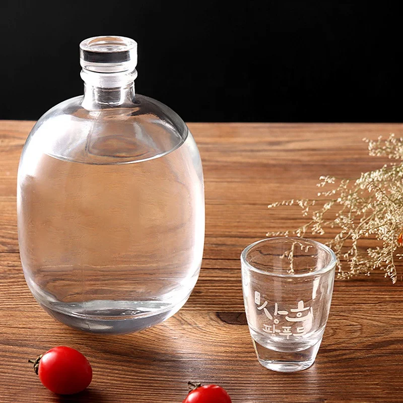 Ru Star Factory Supply Round Clear Frosted 100ml 250ml 500ml Glass Wine Bottle With Stopper