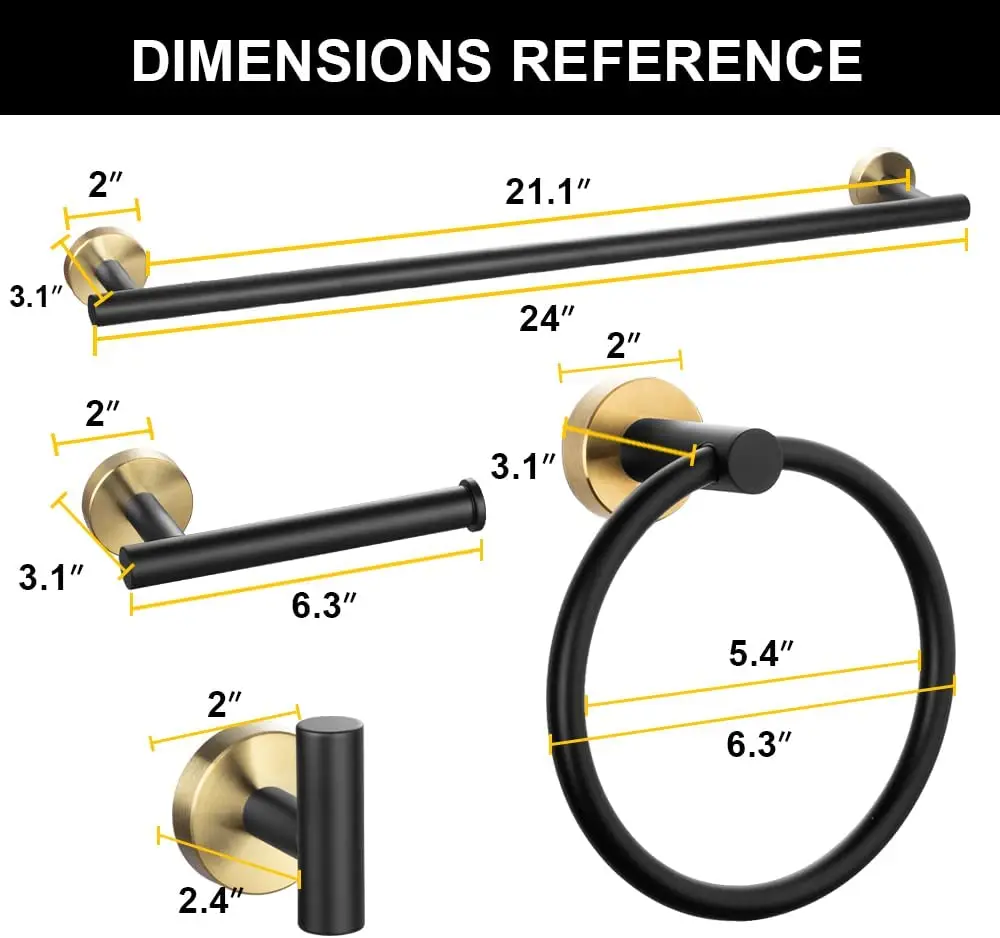 Modern Hotel Wall Mounted Bath Set 304SUS 5 Pieces Bathroom Accessories