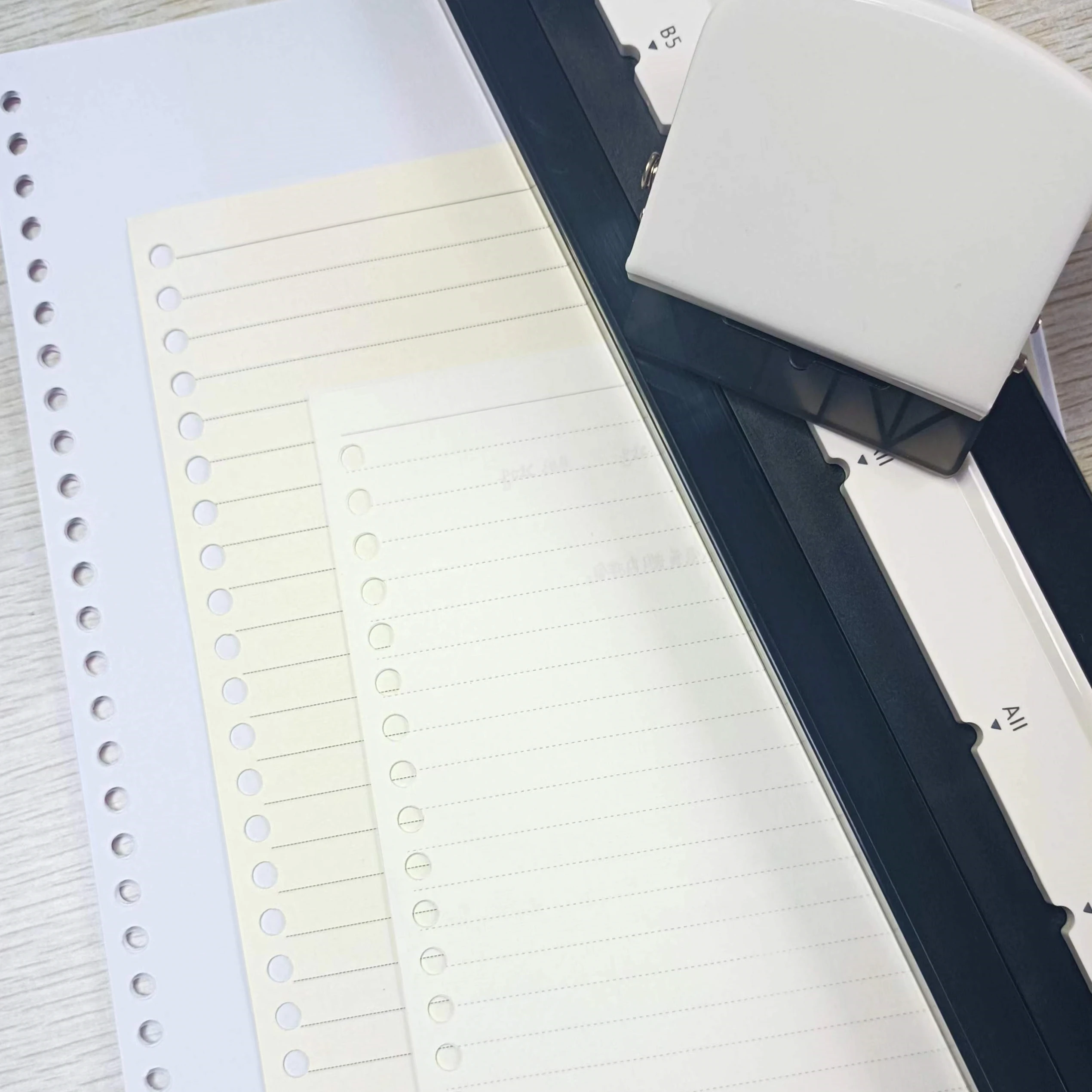 Black Metal and Plastic Used for A4 B5 A5 Position the Hole Punch Loose-leaf Paper 6 Hole Punch