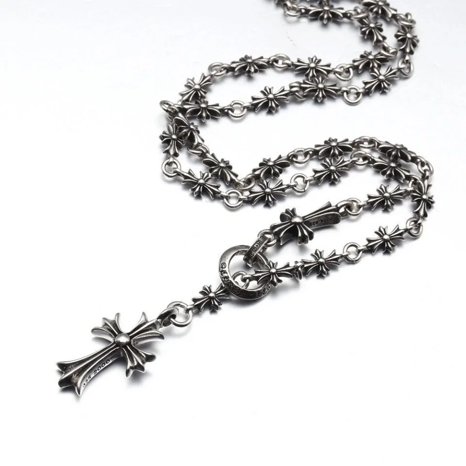Wholesale Punk Thai silver plated  Long punk cross necklace for man  necklace jewelry cross