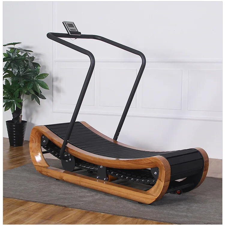 Wooden Home Use Fitness Equipment Cardio Training Bodybuilding Mechanical Curved Treadmill