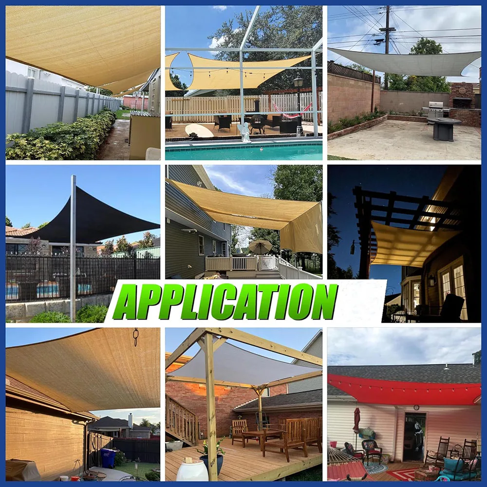 Beige Sun Shade Sail  Water and Air Permeable & UV Resistant for Carport Patio Outdoor