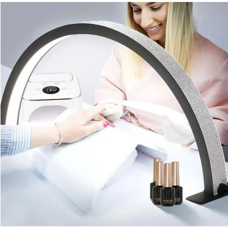 Original price nail art table adjustable brightness adjustable pink moon usb arch light lamp half moon nail lamp