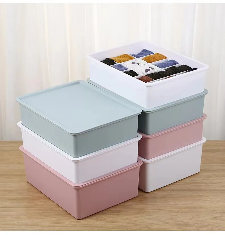 Multi-Purpose Bathroom Organizer Shampoo Bedroom Underwear Clothes Plastic Storage Box Bins With Lid