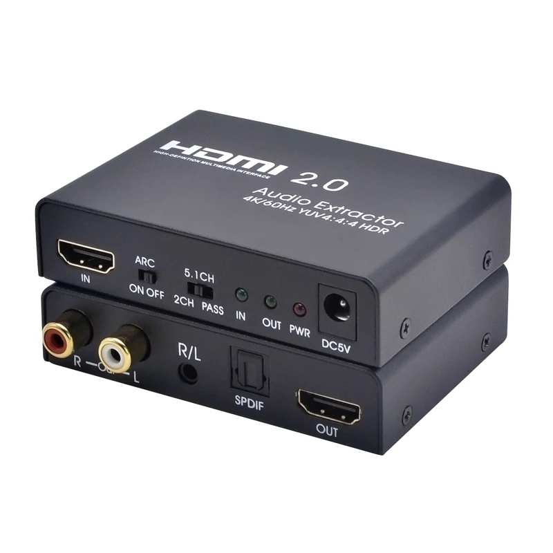 AOEYOO 4k 60HZ HDMI to HDMI with Audio ARC Optical Toslink SPDIF + 3.5mm/RCA Stereo with 2/5.1CH YUV4:4:4 HDMI Audio Extractor