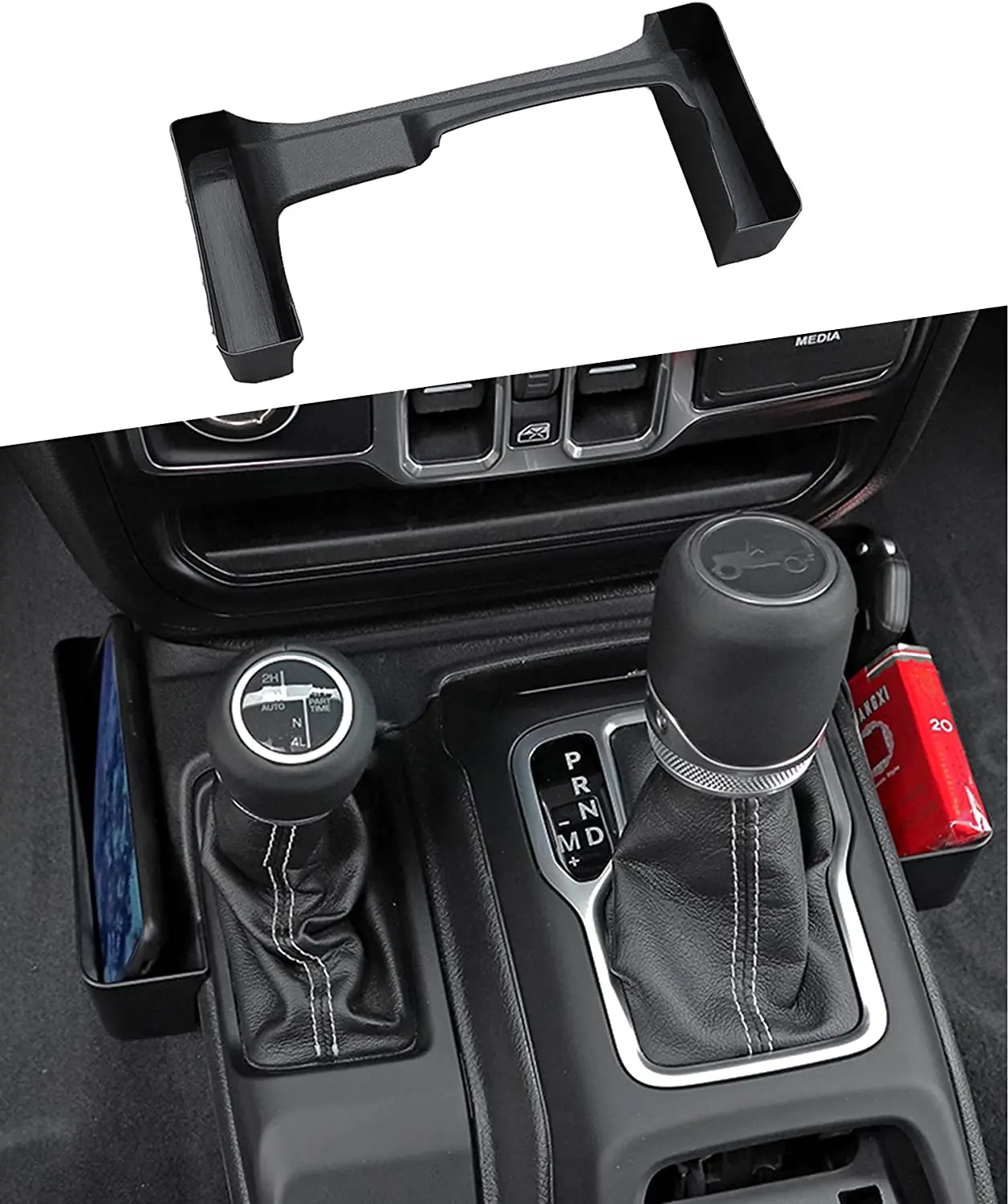 Spedking 2007-2017 2018-2021  2 Gear Shift Console Storage Box Shifter Side Tray Storage Organizer for Jeep Wrangler JK JL JT