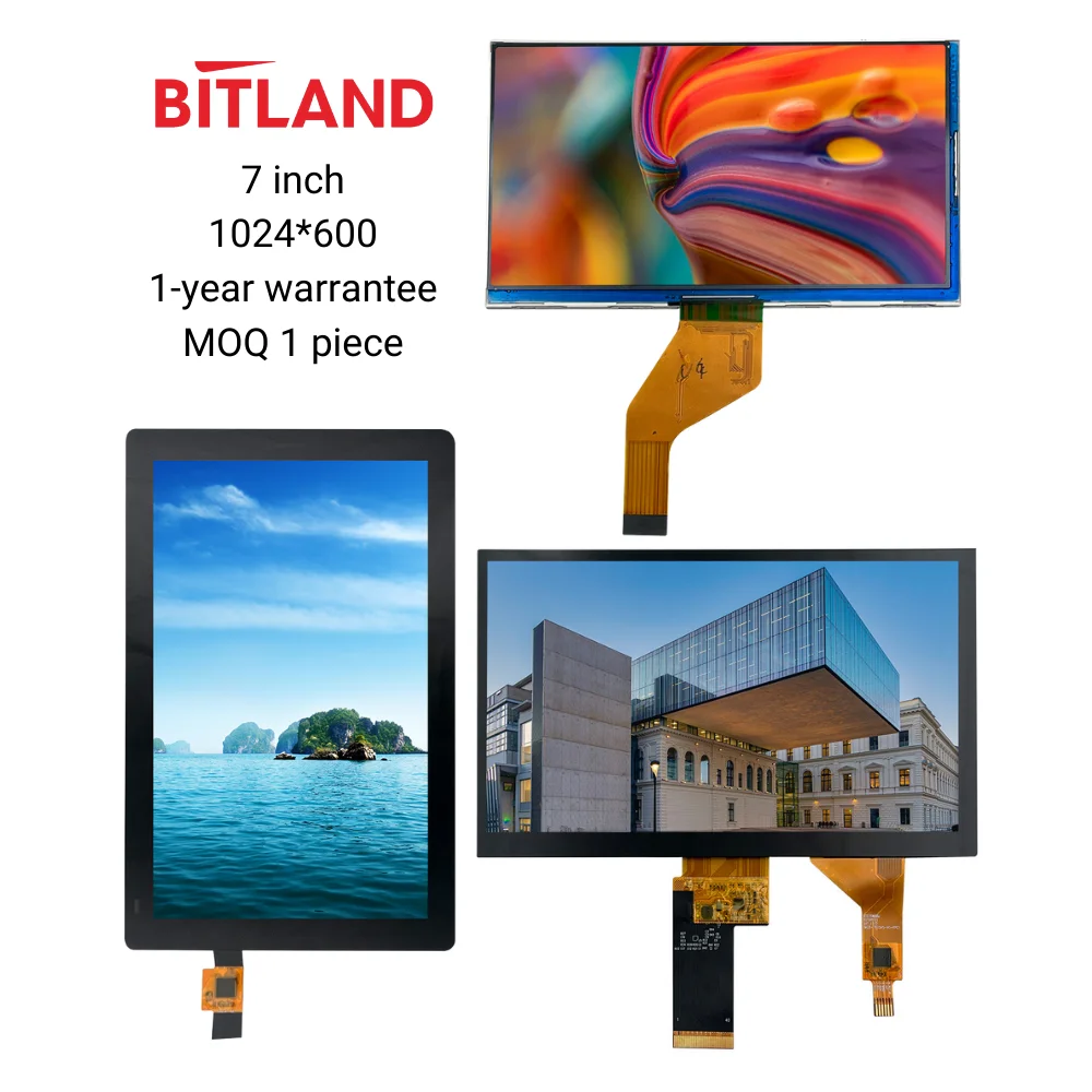 Bitland High Performance 1024*600 7 Inch LCD Display Module with 40pin FPC Parallel 24bit LVDS and MIPI Interfaces