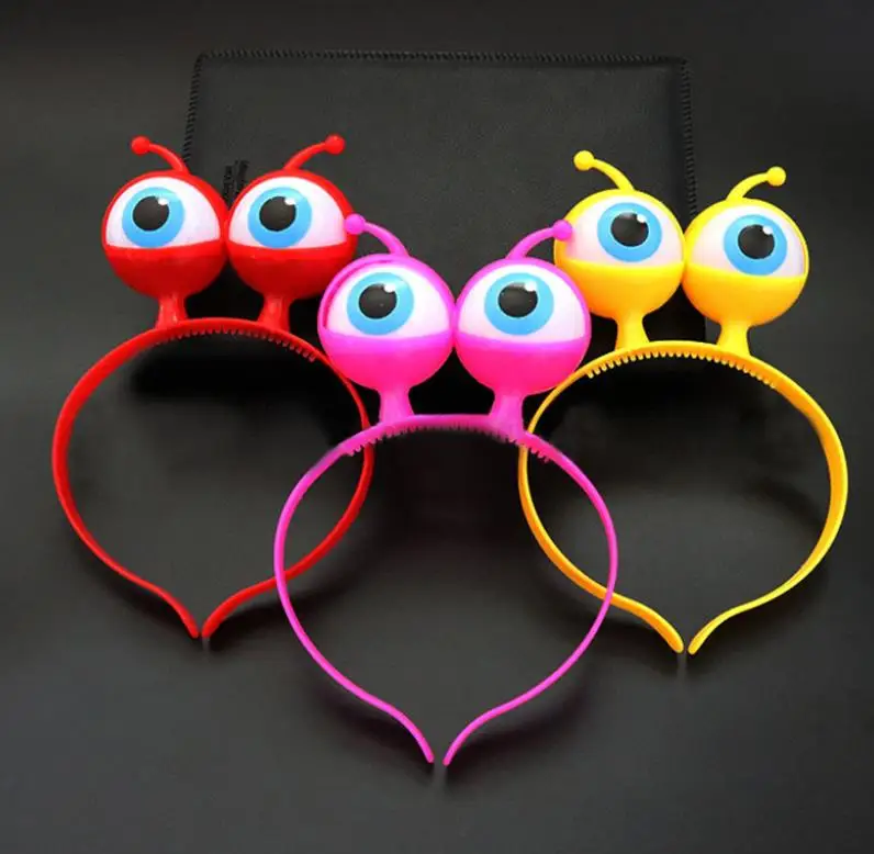 Light Up Big Eyeball Headband Led Flashing Alien Antenna Headwear Martian Space Head Boppers Halloween Birthday Party Favors