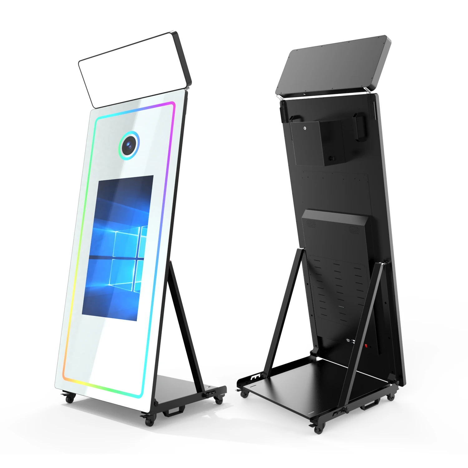 Ultra-thin Wedding Modern Portable Digital Circle Magic Trade Show Smart Antique Mirror Photo Booth Items Flight Case