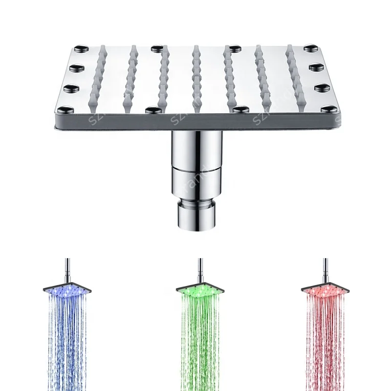 
Temperature control 3 colour led 6 inch Top Showerheads 
